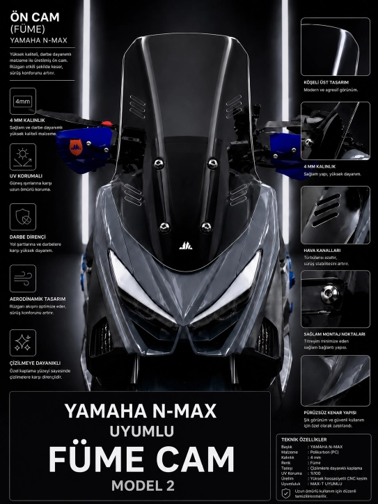 N- MAX UZUN TUR CAM FÜME MODEL 2 – MAX-T 2015-2020 UYUMLU