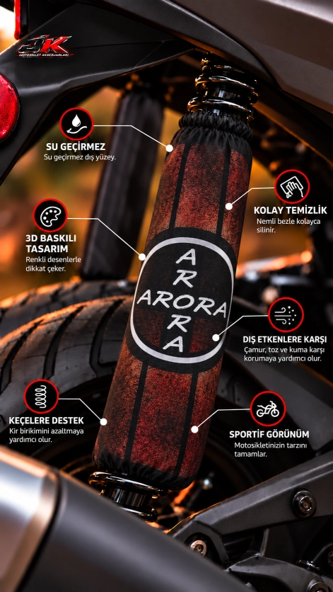 JK JİEKAİ Motosiklet Amortisör Çorabı Desenli Koruyucu Kılıf Sağ Sol 2’li Set A-21