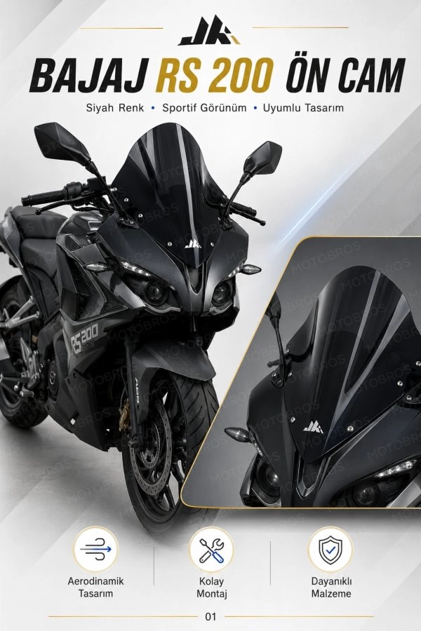 BAJAJ PULSAR RS 200 SPOR CAM SİYAH