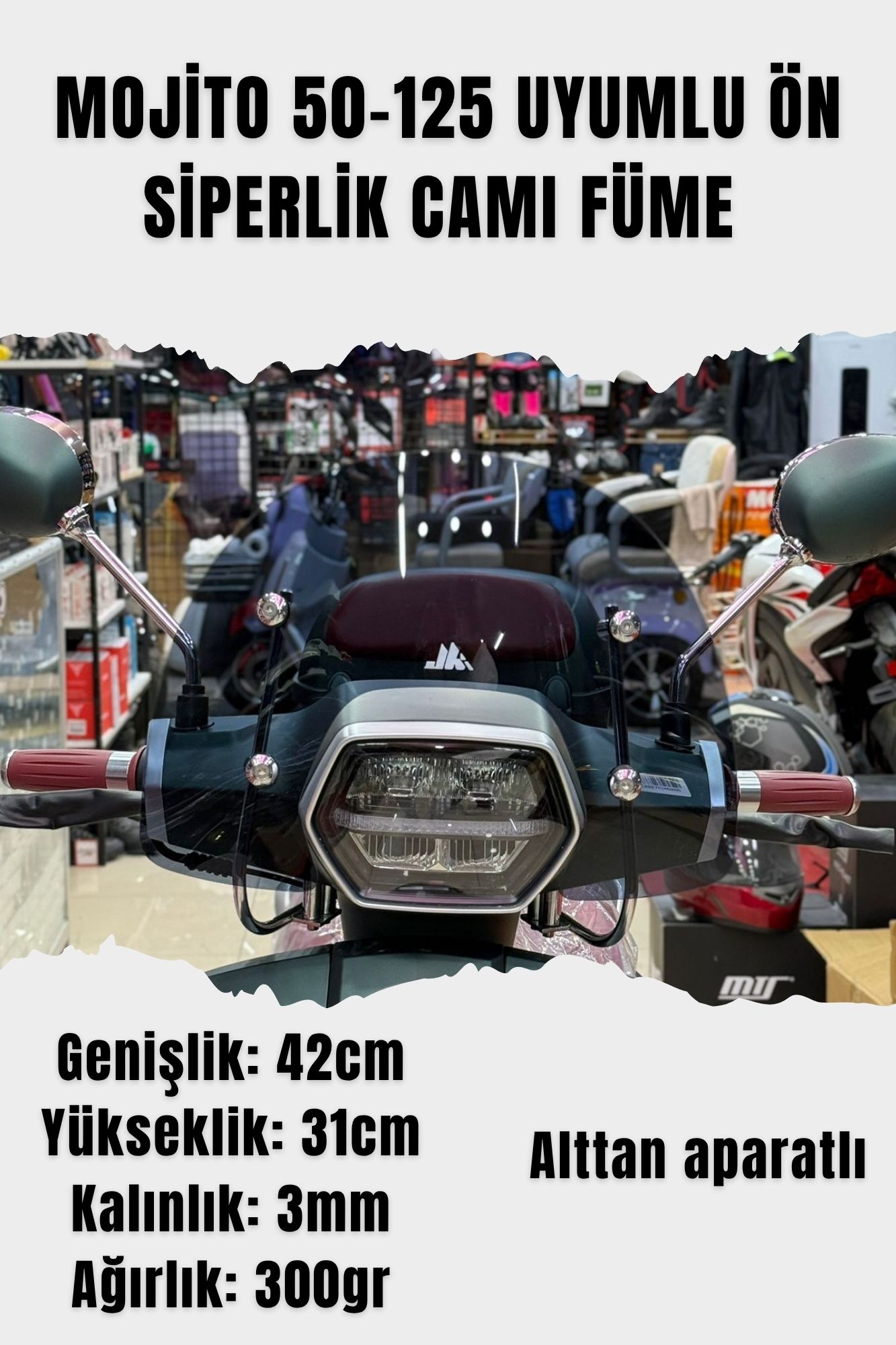 ARORA MOJITO 50-125 UYUMLU ÖN SİPERLİK CAM – FÜME