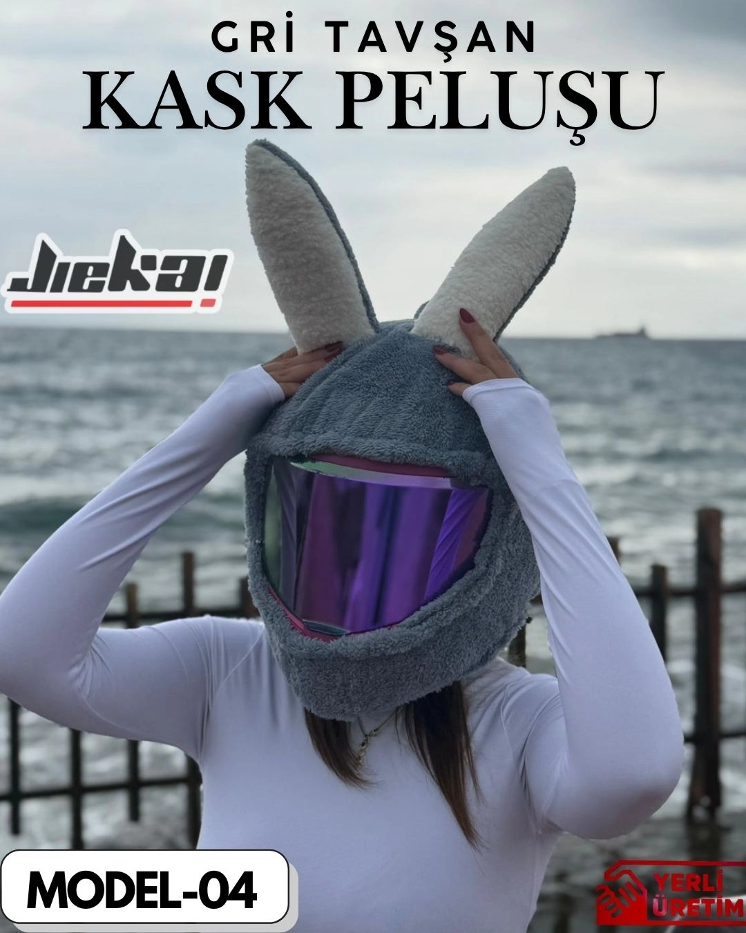 MODEL-04 KASK PELUŞU TEK EBAT GRİ TAVŞAN