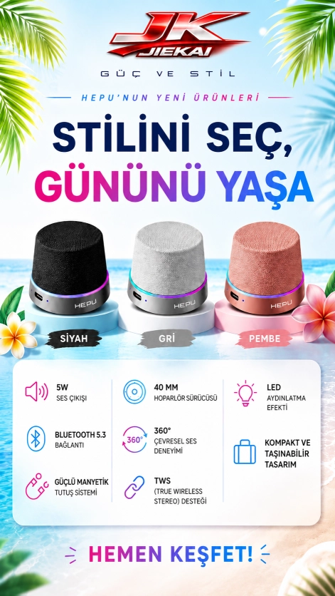 JK JİEKAİ HP-MS01 Mini Bluetooth Mıknatıslı Hoparlör