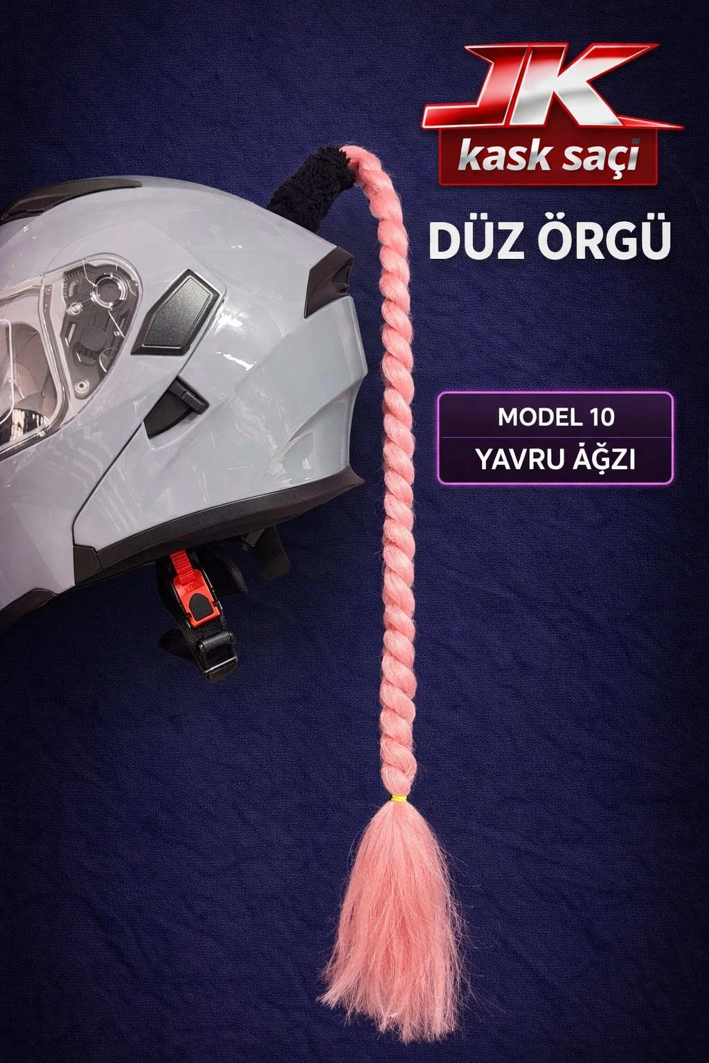JİEKAİ KASK SAÇI YAVRU AĞZI RENK DÜZ ÖRGÜ MODEL-10