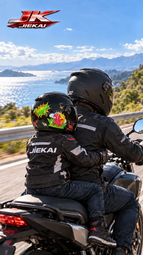 JİEKAİ JK119 Desenli Çocuk Kaskı Siyah Renk Full Face  Kask