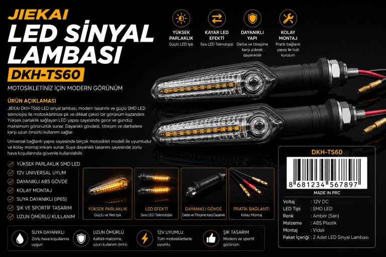 JİEKAİ DKH-TS60 ÜNİVERSAL LED SİNYAL LAMBASI