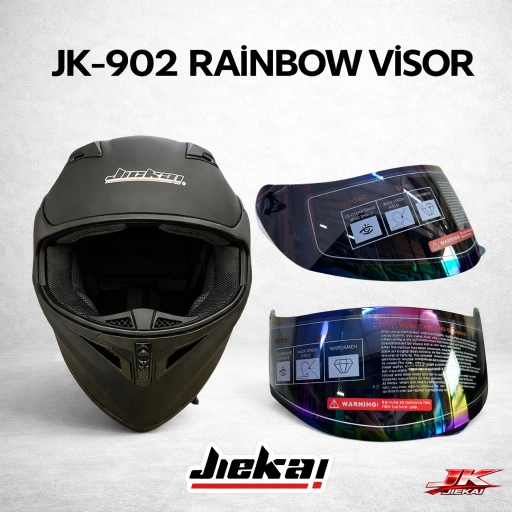 JİEKAİ ÇENE AÇILIR FULLFACE KASK RAİNBOW-HOLOGRAMLI VİZÖR JK 902 -JK306 UYUMLU