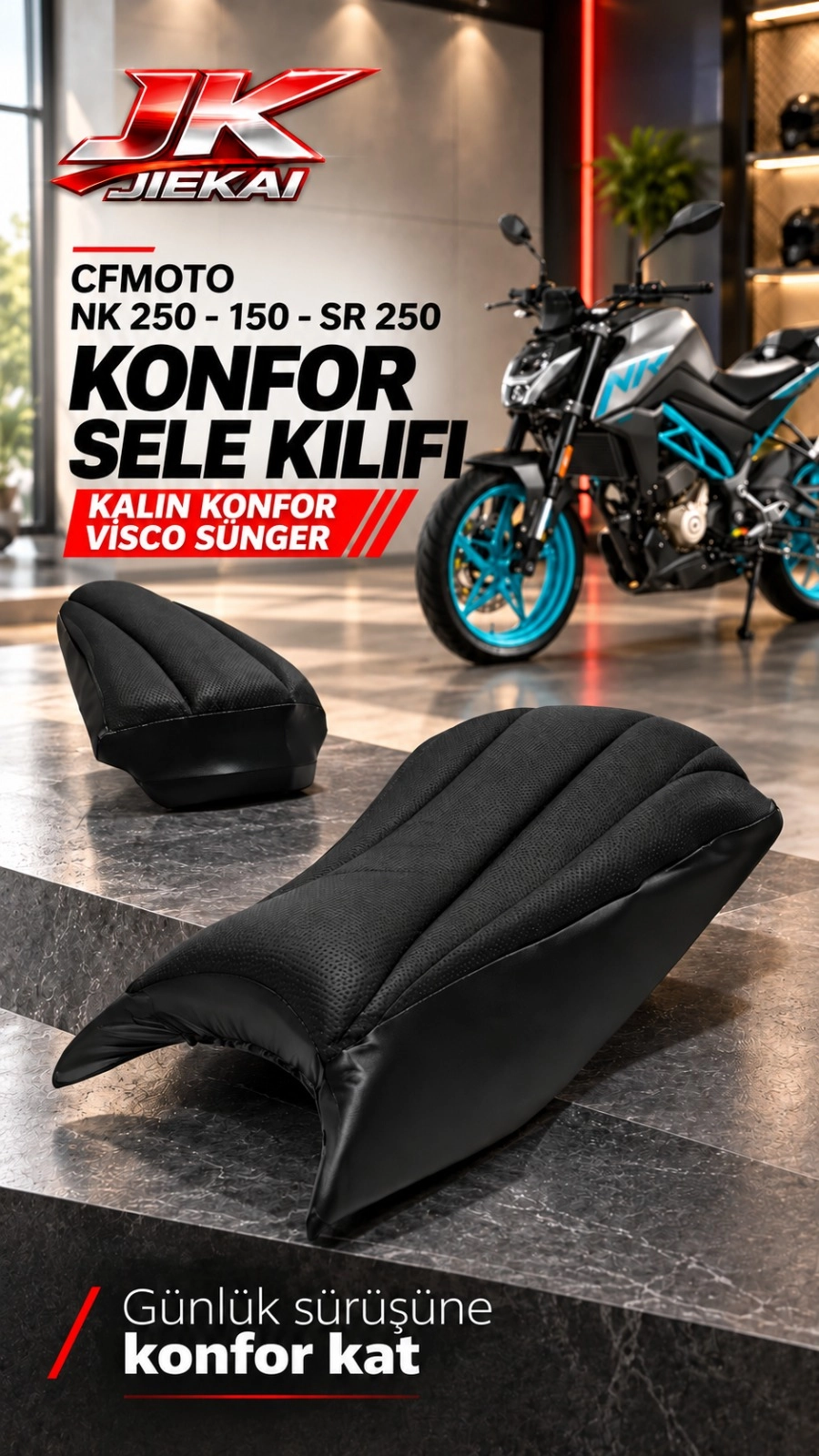 Cfmoto Nk 250 - 150 - SR 250 Konfor Sele Kılıfı Kalın Konfor Visco Sünger