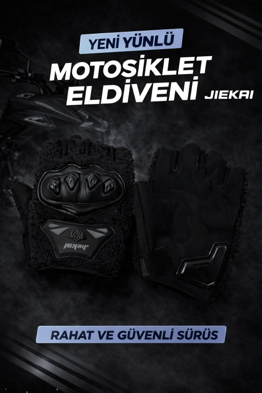 JK PELUŞLU YARIM ELDİVEN KORUMALI SİYAH RENK