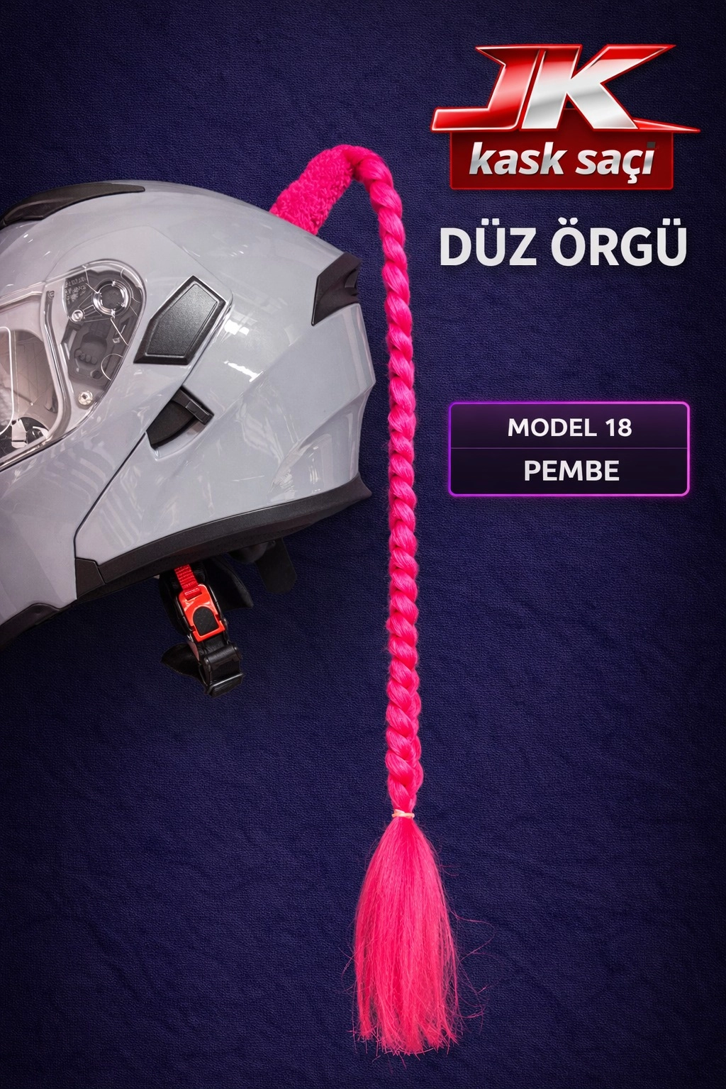 JİEKAİ KASK SAÇI PEMBE RENK DÜZ ÖRGÜ MODEL-18