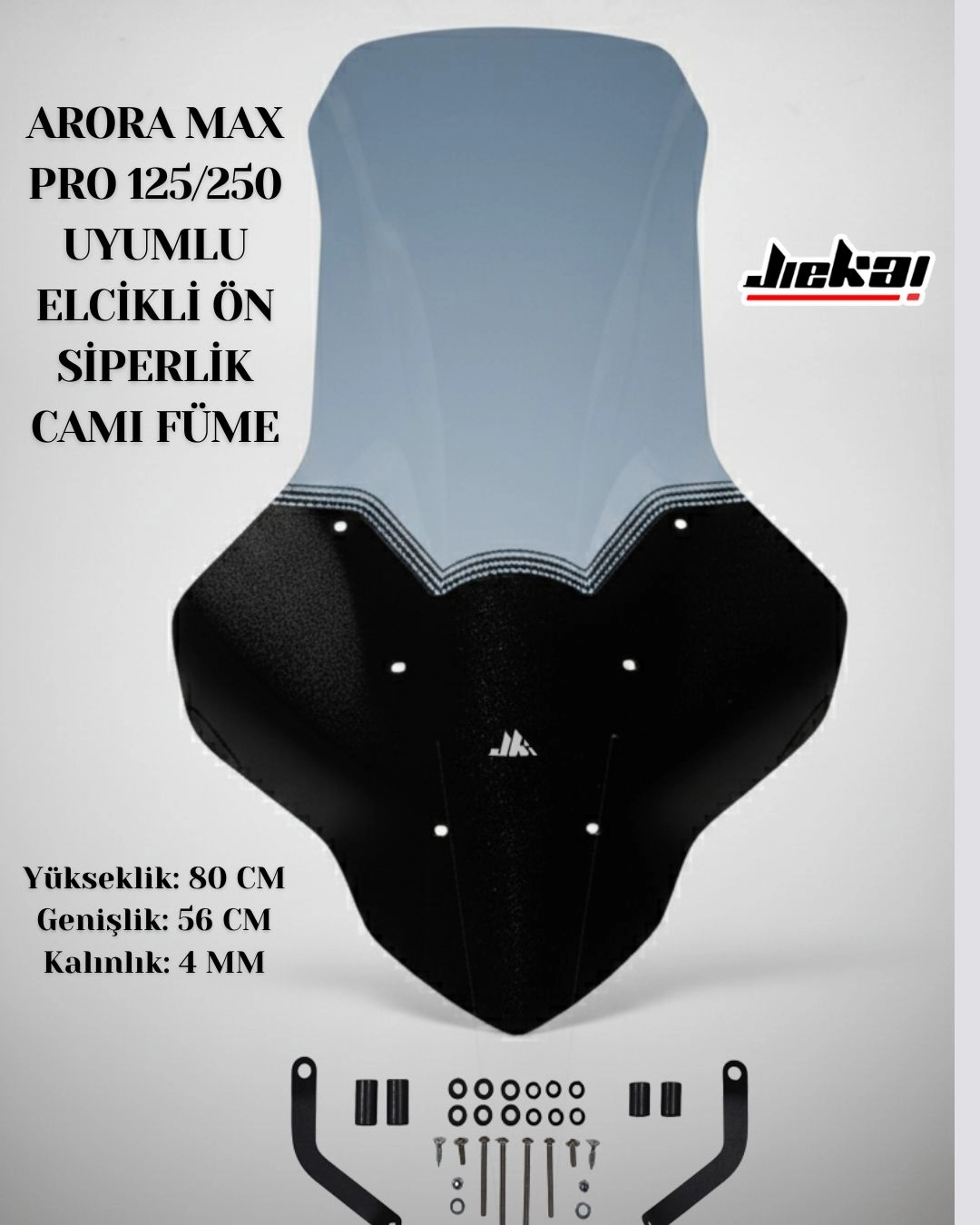 ARORA MAX PRO 125 2024-2025 UYUMLU ELCİKLİ ÖN SİPERLİK CAMI FÜME