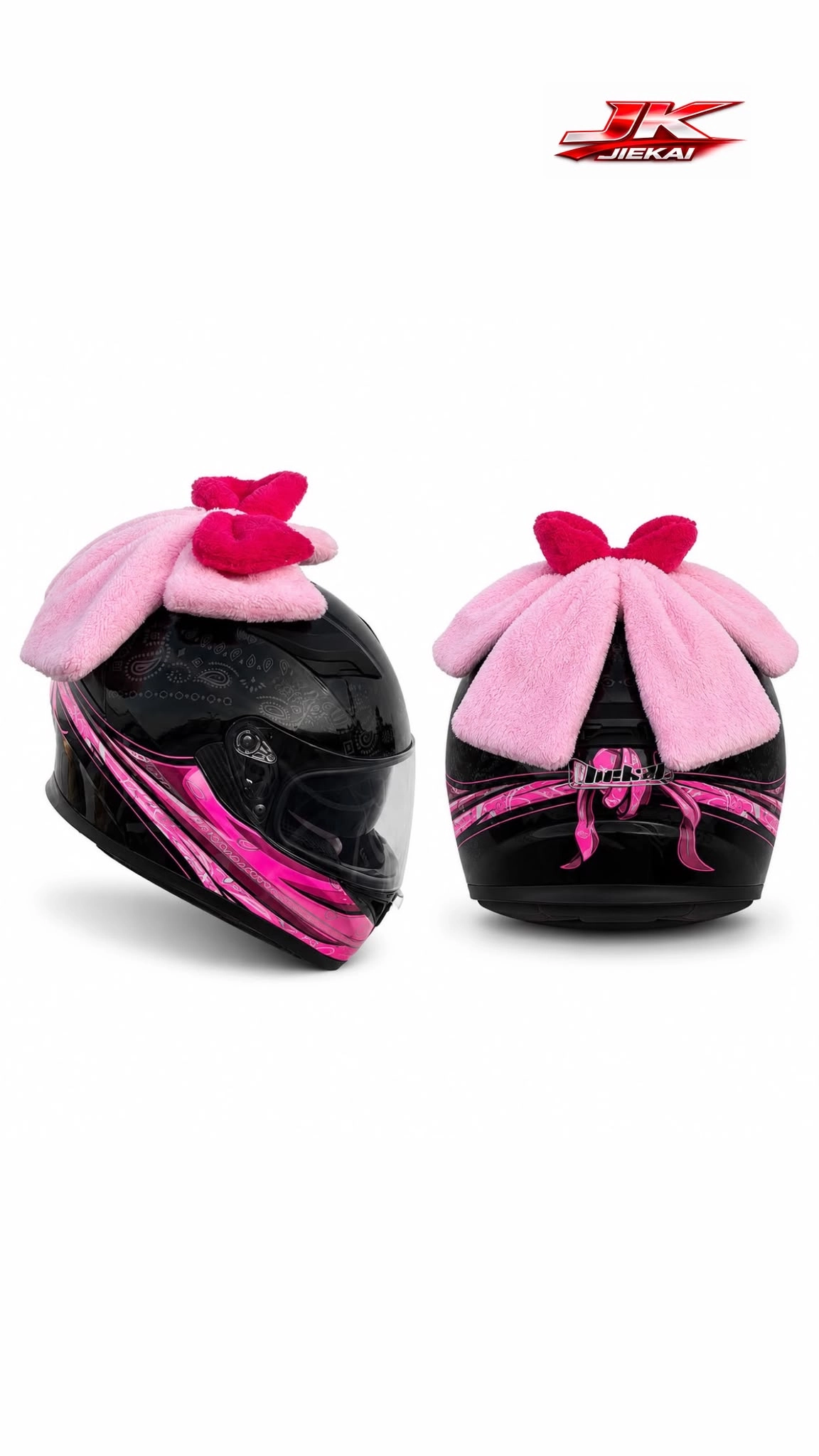 JK JİEKAİ PELUŞ KASK KURDELE & FİYONK TOZ PEMBE (KASK DAHİL DEĞİLDİR)