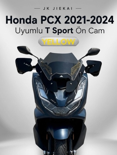 JK JİEKAİ Honda PCX 2021-2024 Uyumlu (*T*) Sport Ön Cam -YELLOW