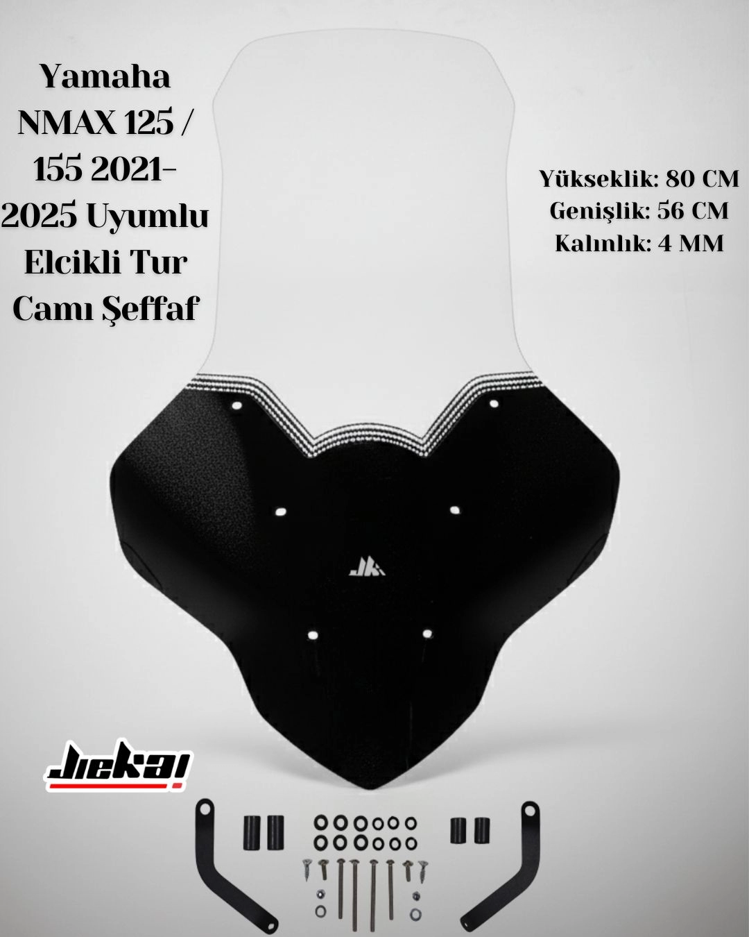 Yamaha NMAX 125 / 155 2021-2025 Uyumlu Elcikli Tur Camı ŞEFFAF