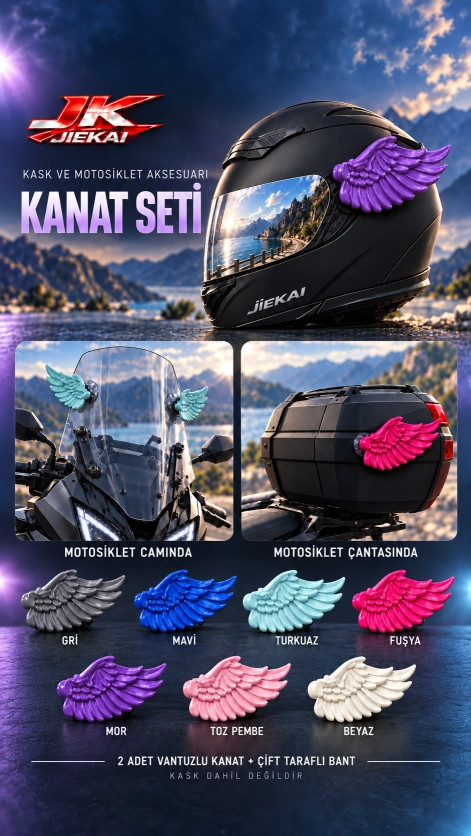 JK JİEKAİ MOTOSİKLET-KASK AKSESUARI MELEK KANADI SOFT RENKLER (İKİ ADET KANAT-KASK DAHİL DEĞİLDİR)