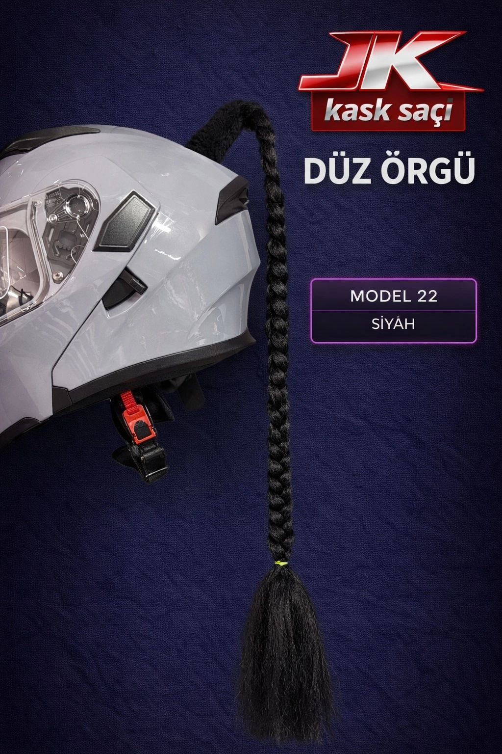 JİEKAİ KASK SAÇI SİYAH RENK DÜZ ÖRGÜ MODEL-22
