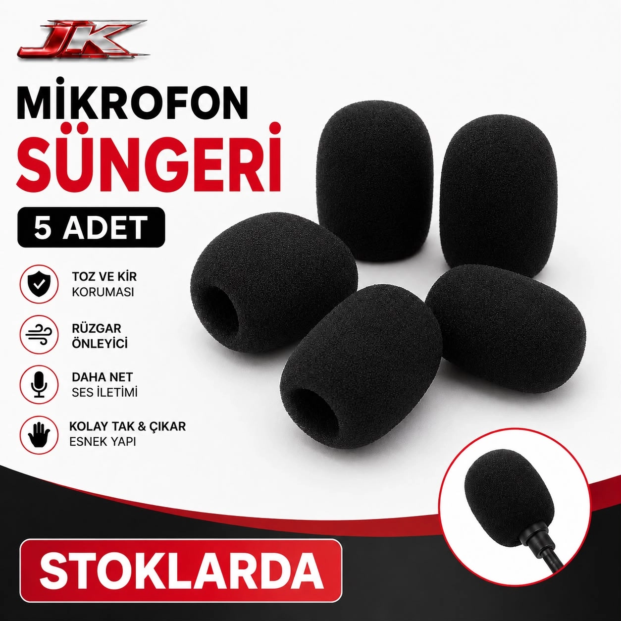 İNTERKOM MİKROFON KULAKLIK SÜNGERİ – 5 ADET