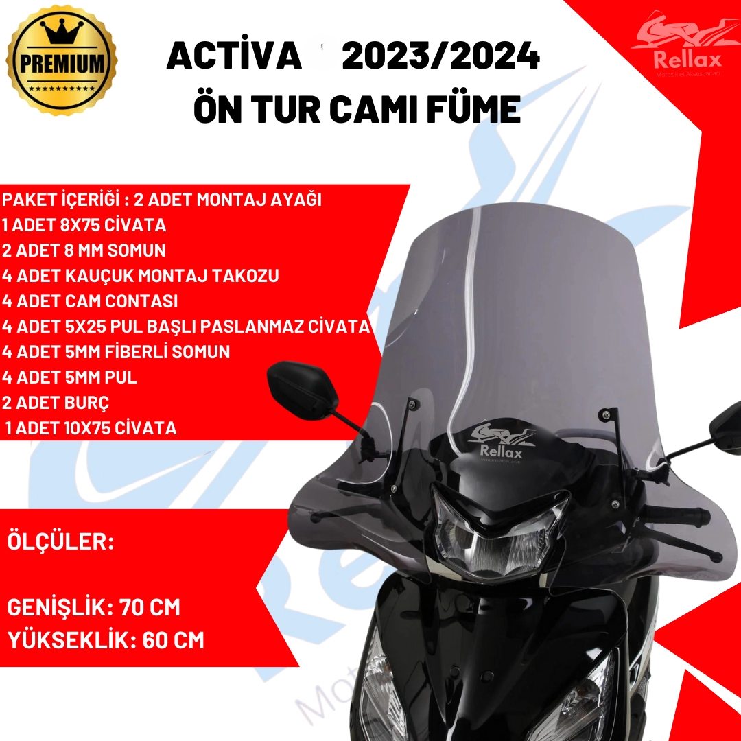 RELLAX Honda Activa 125 70*60CM Ön Cam 2023/2024 Uyumlu