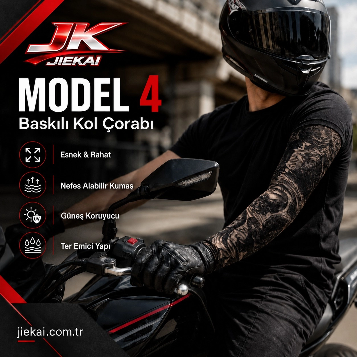 JİEKAİ MOTORCU KOL ÇORABI MODEL - 4