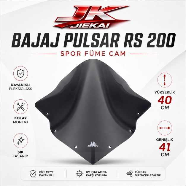 BAJAJ PULSAR RS 200 SPOR CAM SİYAH