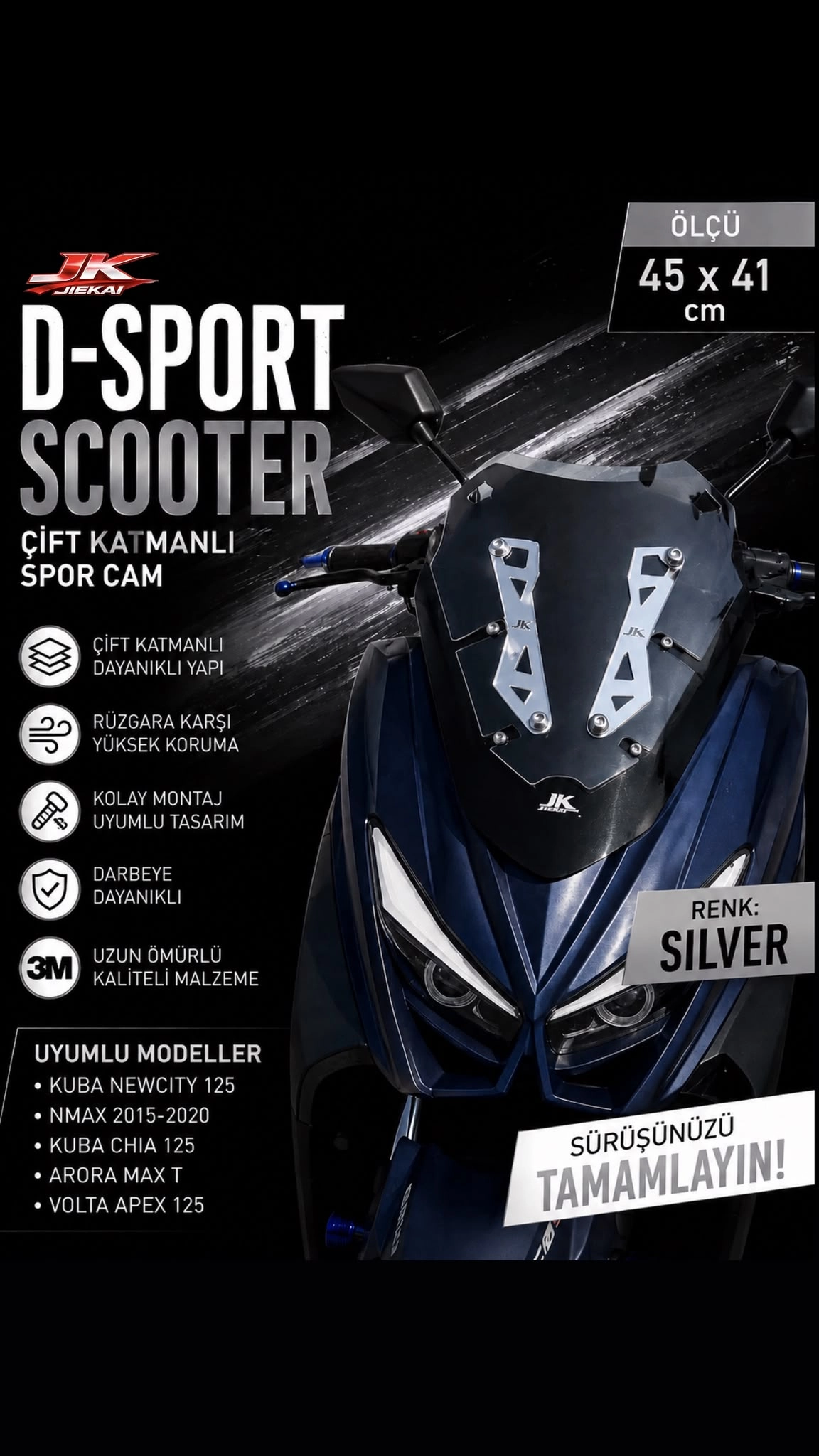 ARORA MAX-T - D-Sport SCOOTER ÖN CAM SPOR CAM (SİLVER)