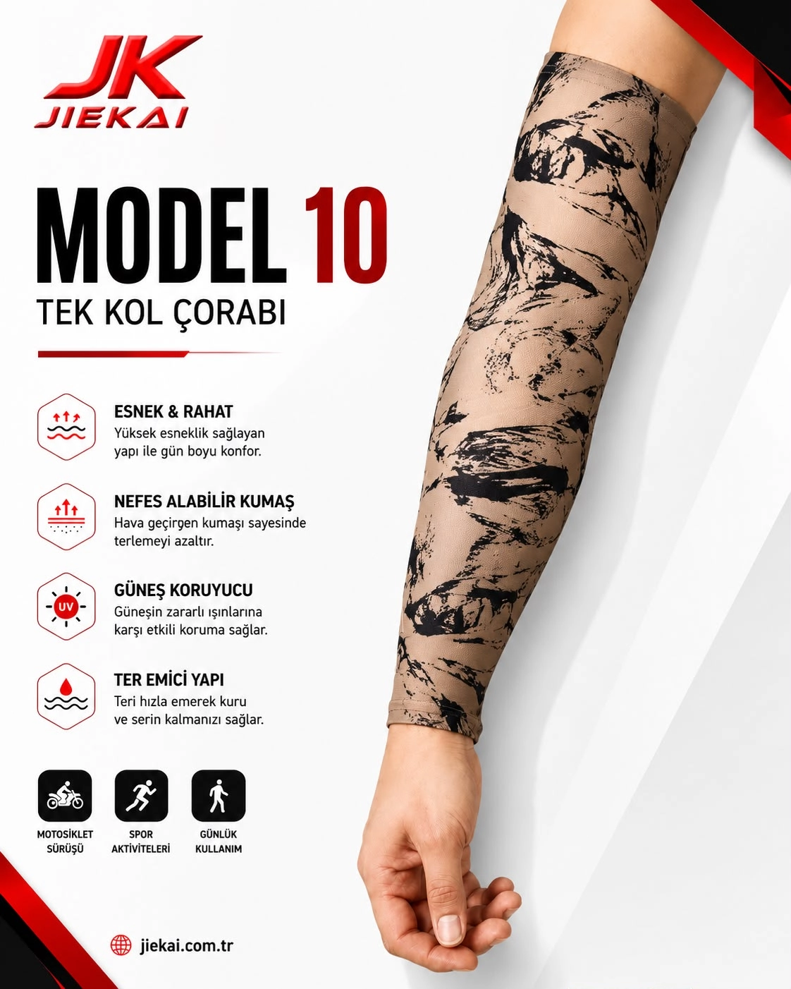 JİEKAİ MOTORCU KOL ÇORABI MODEL - 10