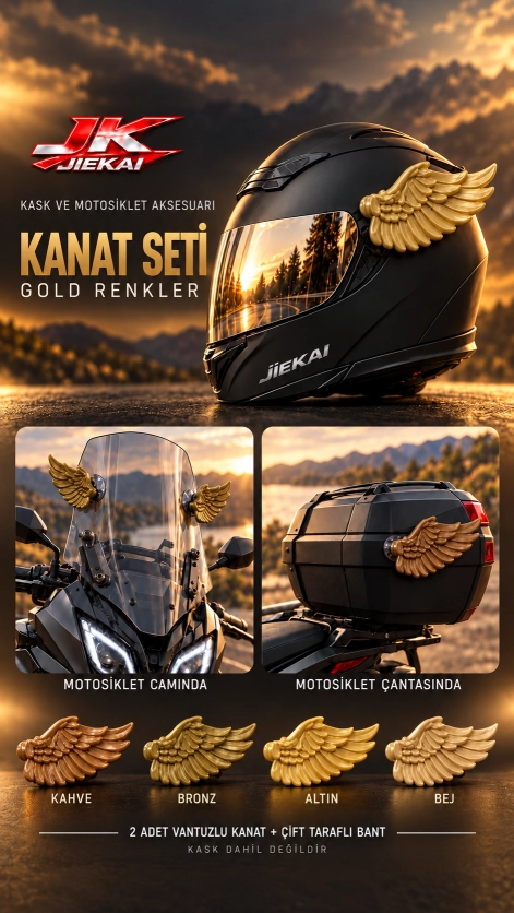 JK JİEKAİ MOTOSİKLET-KASK AKSESUARI MELEK KANADI GOLD RENKLER (İKİ ADET KANAT-KASK DAHİL DEĞİLDİR)