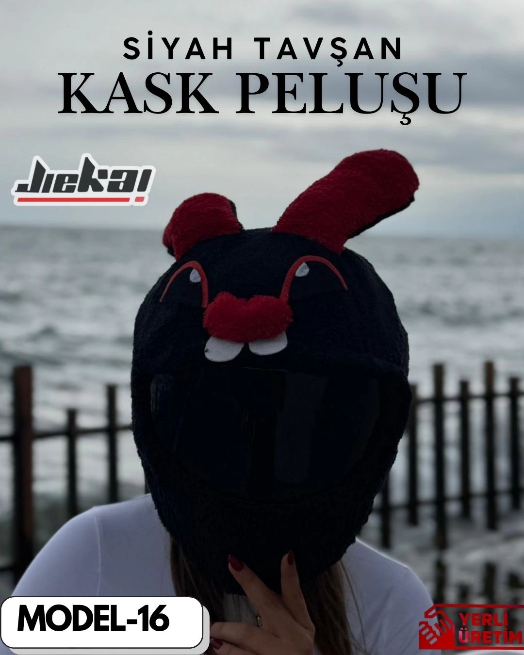 MODEL-16 KASK PELUŞU TEK EBAT SİYAH TAVŞAN