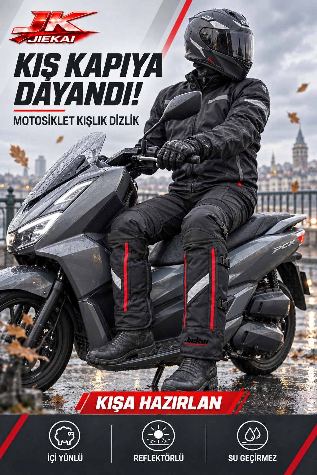 JİEKAİ B-55 MOTOSİKLET KIŞLIK YÜNLÜ DİZLİK TOKALI MODEL