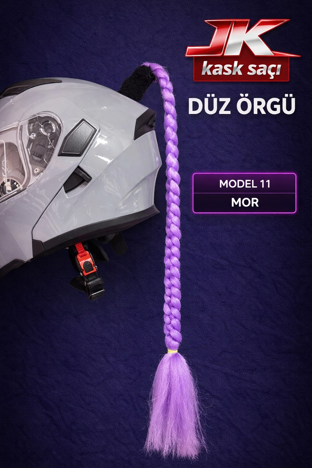 JİEKAİ KASK SAÇI MOR RENK DÜZ ÖRGÜ MODEL-11
