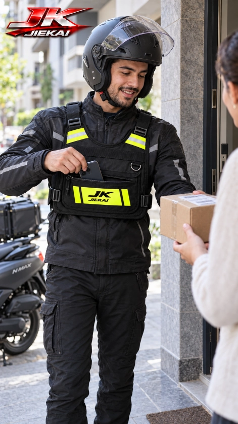 JK JİEKAİ Reflektörlü Motosiklet Göğüs Çantası – Ayarlanabilir Askılı, Fermuarlı