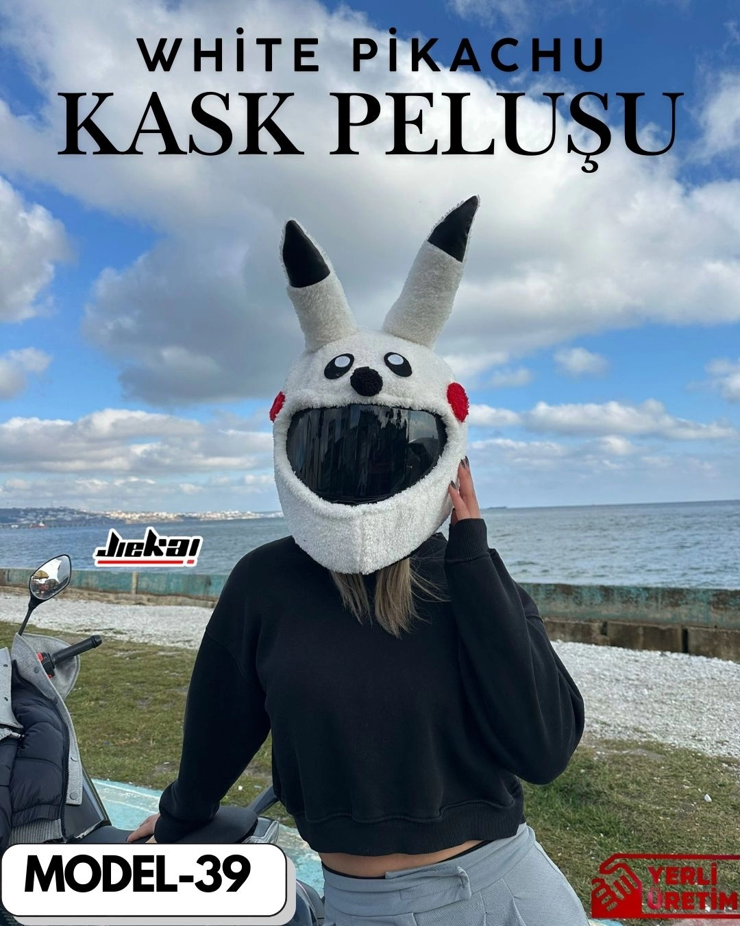 MODEL-39 KASK PELUŞU TEK EBAT WHİTE PİKACHU