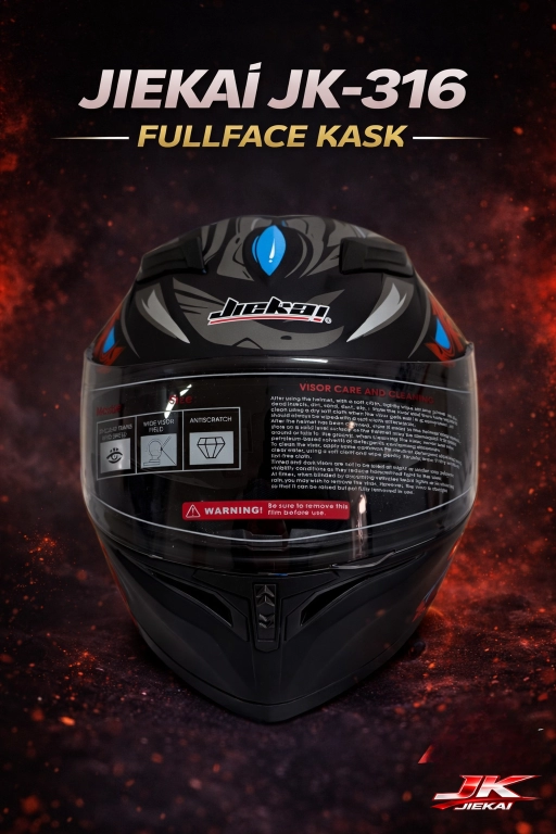 JİEKAİ JK-316-1 FULL FACE KASK MAT BLACK MONSTER