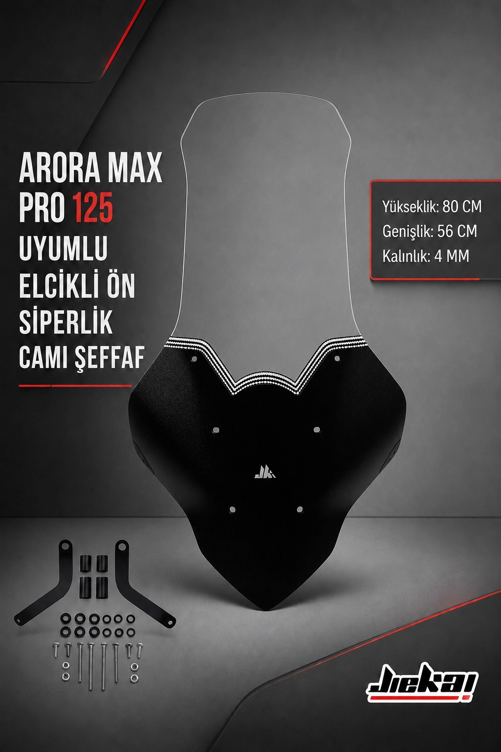 ARORA MAX PRO 125 2024-2025 UYUMLU ELCİKLİ ÖN SİPERLİK CAMI ŞEFFAF