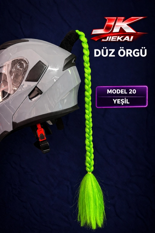JİEKAİ KASK SAÇI YEŞİL RENK DÜZ ÖRGÜ MODEL-20