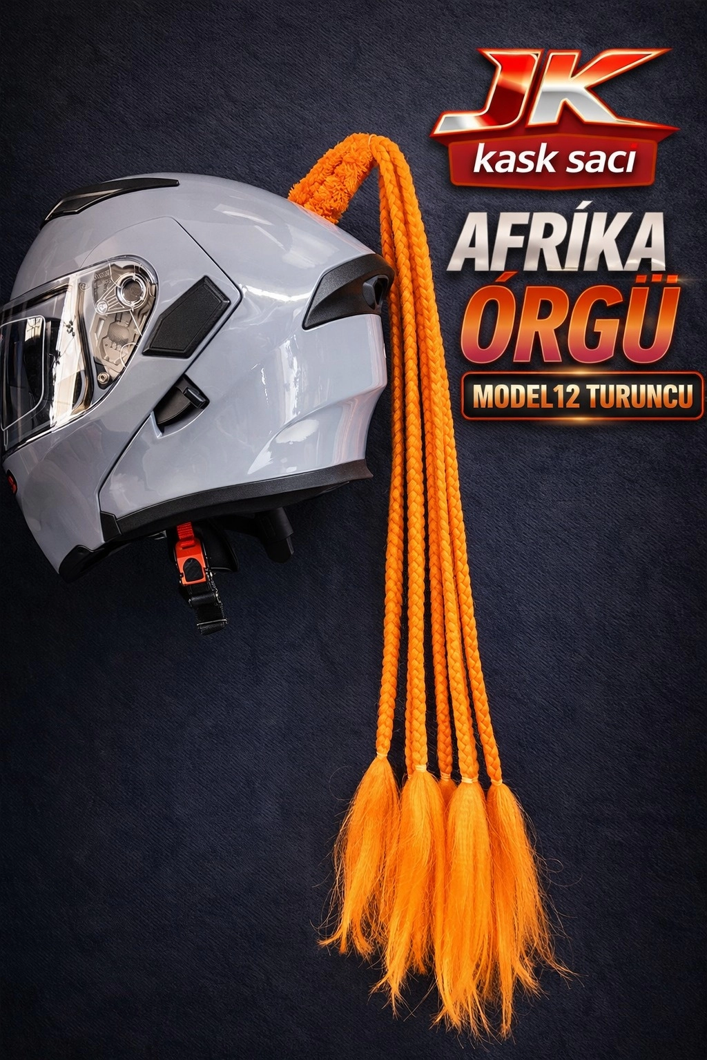 JİEKAİ KASK SAÇI TURUNCU  RENK AFRİKA ÖRGÜ MODEL-12