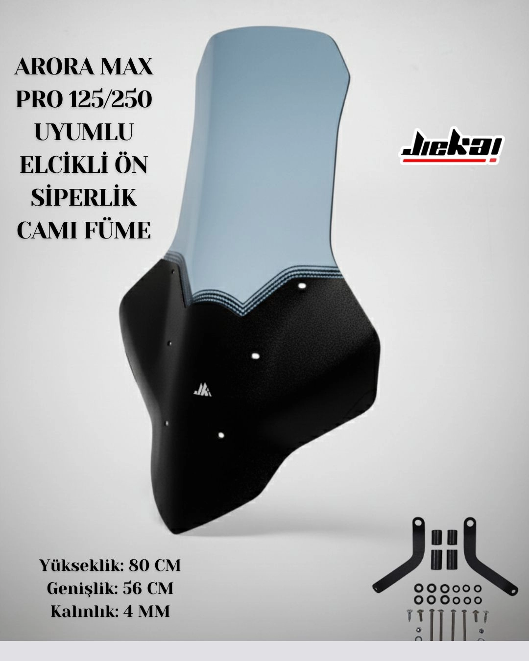 ARORA MAX PRO 125/250 UYUMLU ELCİKLİ ÖN SİPERLİK CAMI FÜME 