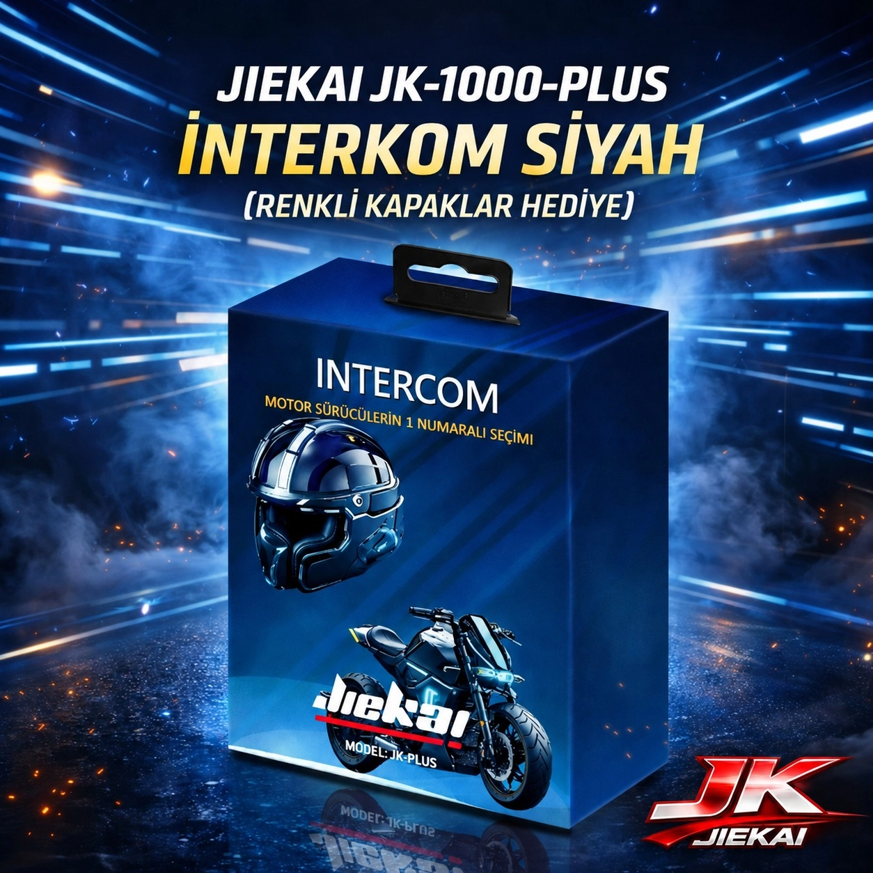 JİEKAİ JK-1000-PLUS İNTERKOM SİYAH ( RENKLİ KAPAKLAR HEDİYE )