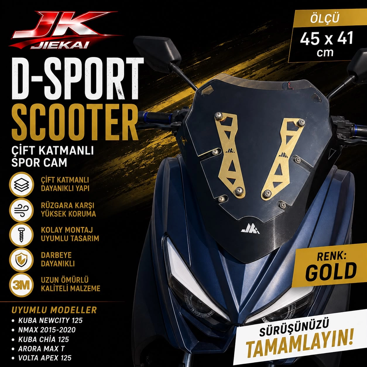 ARORA MAX-T - D-Sport SCOOTER ÖN CAM SPOR CAM (GOLD) YAMAHA N-MAX 2015-2020 UYUMLU