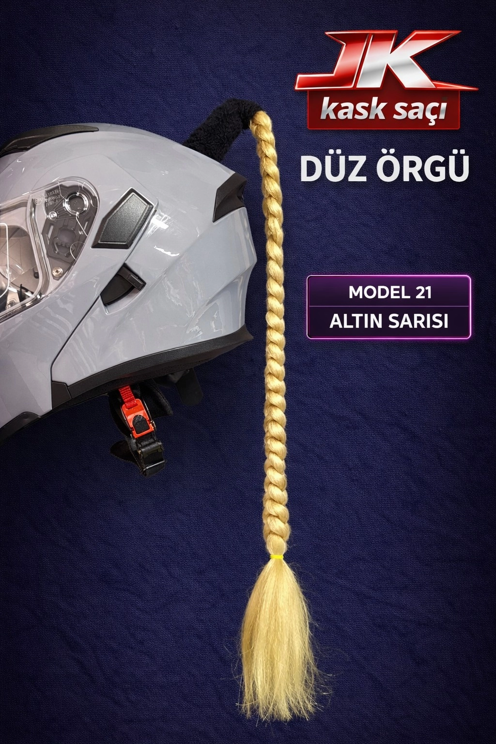 JİEKAİ KASK SAÇI ALTIN SARISI RENK DÜZ ÖRGÜ MODEL-21