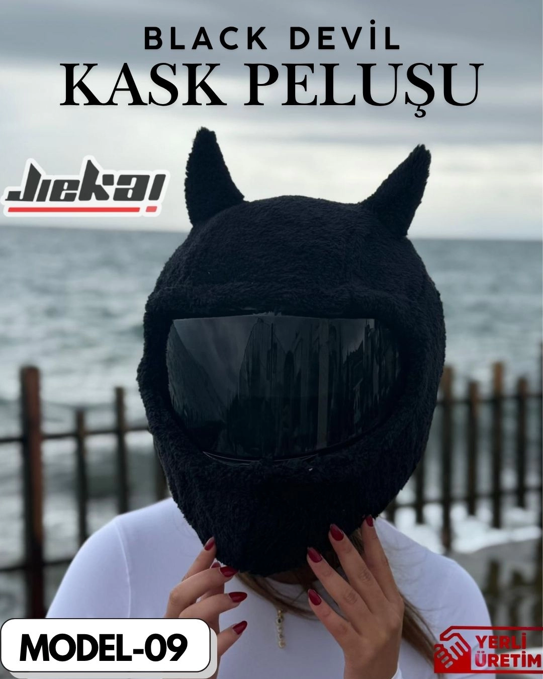 MODEL-09 KASK PELUŞU TEK EBAT BLACK DEVİL