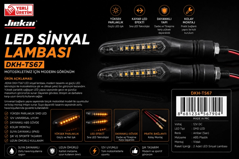 JİEKAİ DKH-TS67 ÜNİVERSAL LED SİNYAL LAMBASI