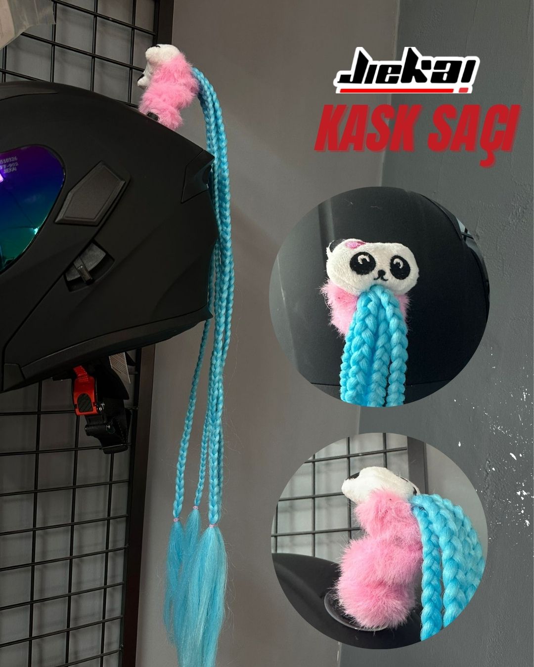 JİEKAİ KASK SAÇI TOKALI MAVİ RENK AFRİKA ÖRGÜ MODEL-06