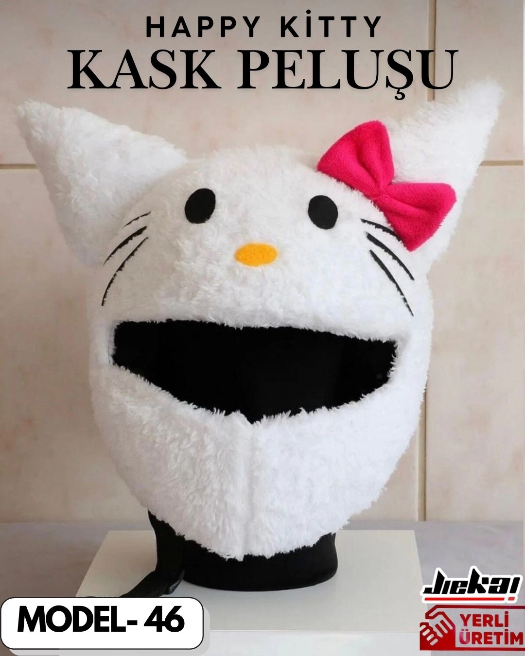 MODEL-46 KASK PELUŞU TEK EBAT HAPPY KİTTY