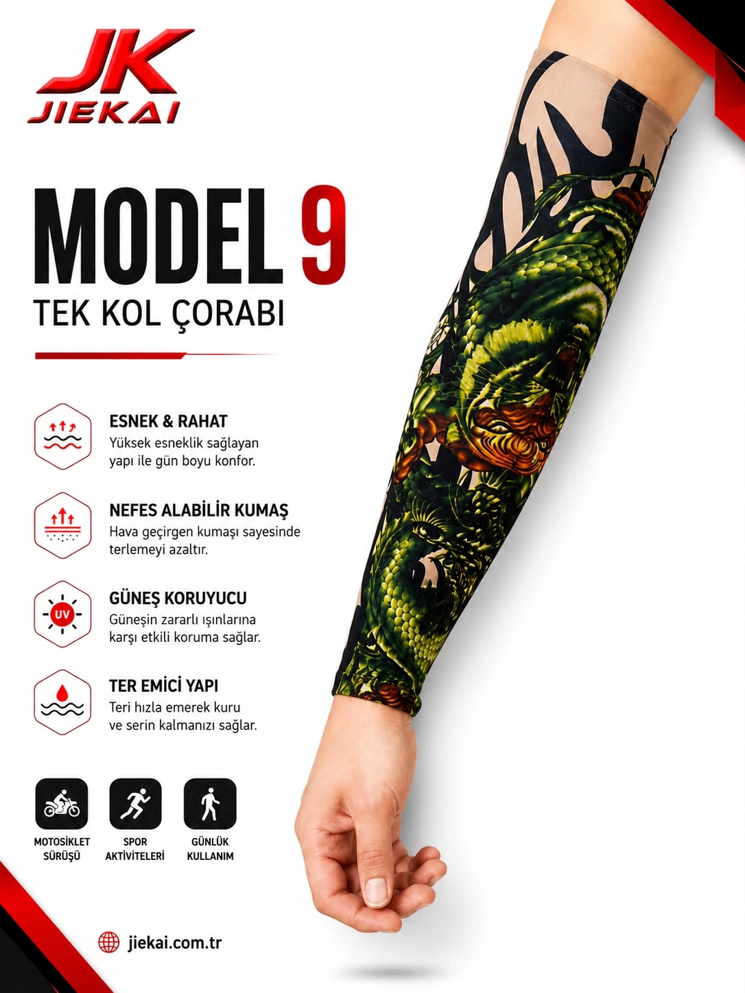 JİEKAİ MOTORCU KOL ÇORABI MODEL - 9