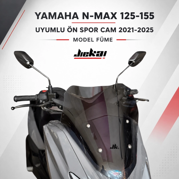N-MAX 125-155 UYUMLU ÖN SPOR CAM FÜME 2021-2025 MODEL (GENİŞLİK: 41 CM YÜKSEKLİK: 44 CM KALINLIK: 4 MM